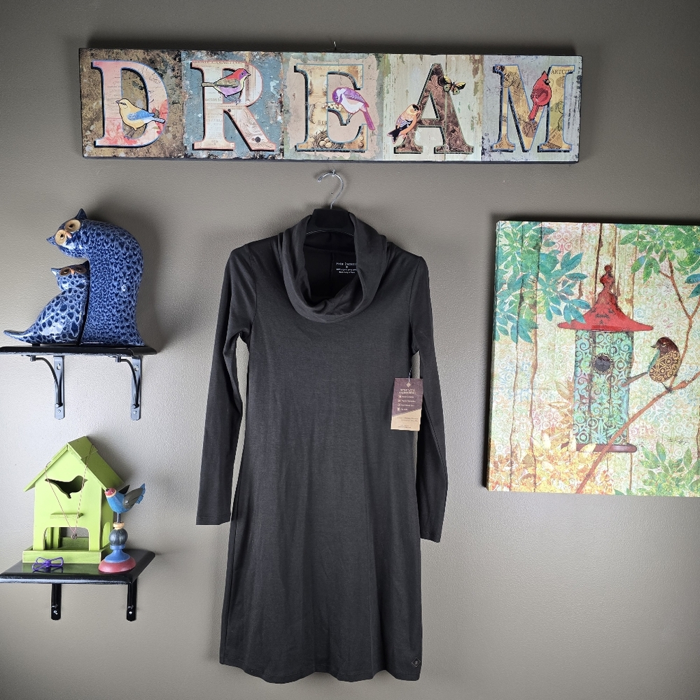 Fair Indigo Organic Pima Cotton Cowlneck Dress Size Small